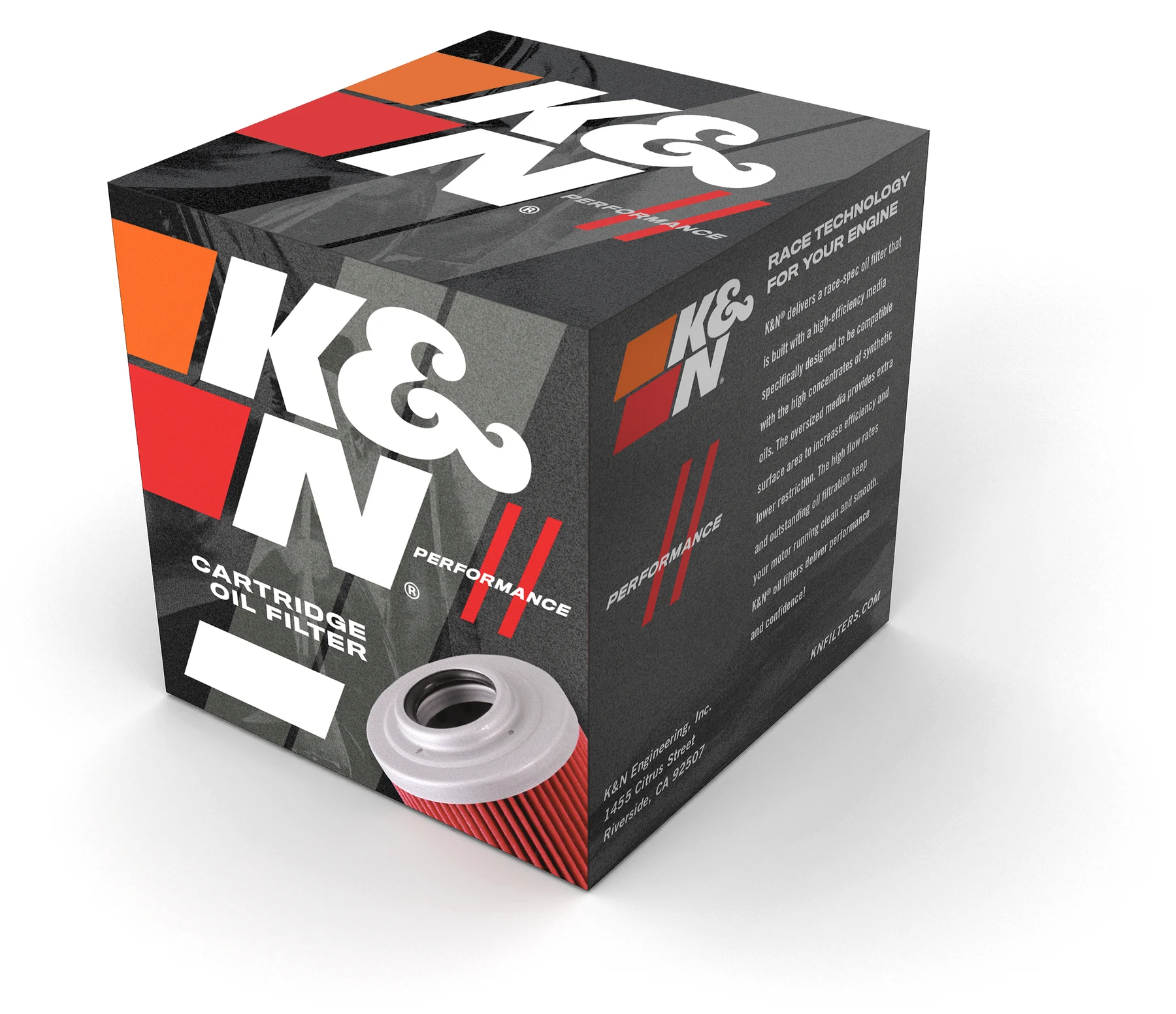 K&N KN-126 cartridge oil filter carton concept