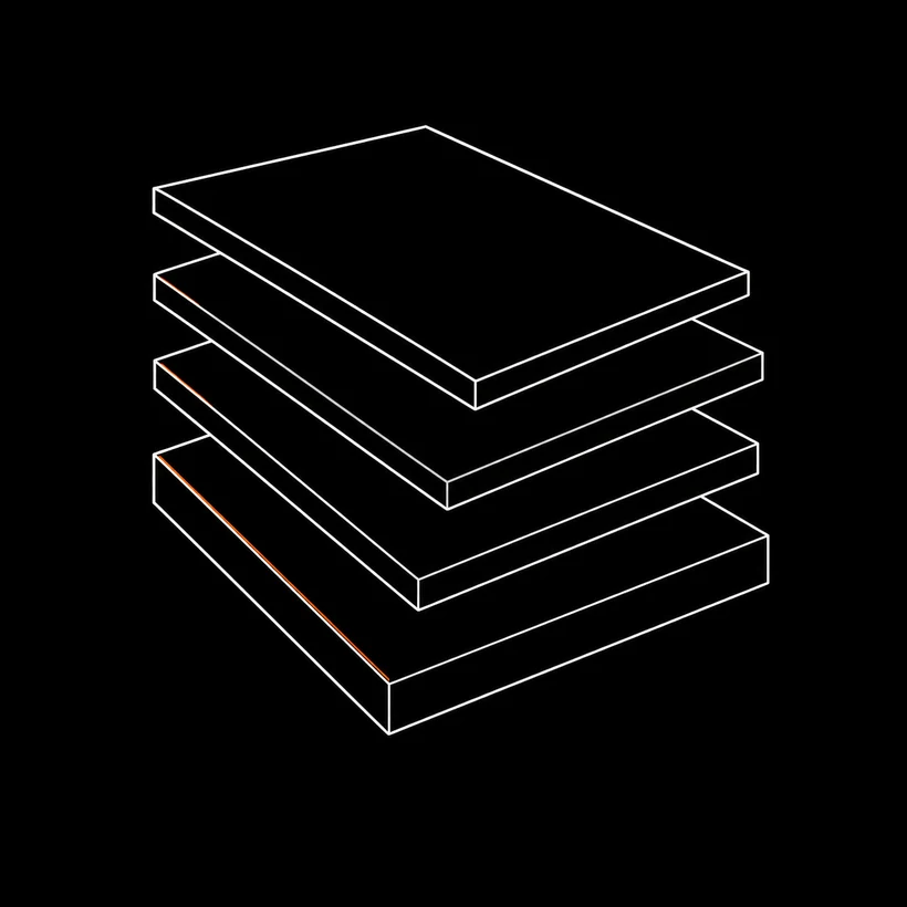 Stacked sheet-metal layers separated by gauge