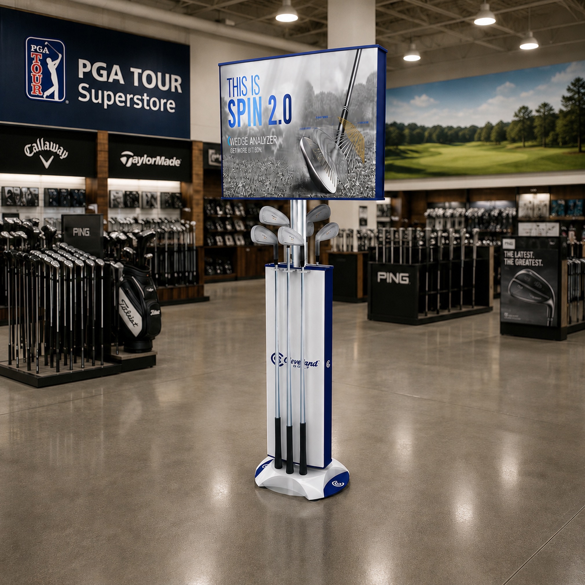 Cleveland Golf in-store wedge analyzer retail display inside PGA TOUR Superstore